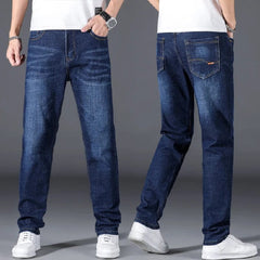 Plus Size 42 44 46 48 50 Classic Men's Jeans Loose Straight Black Blue Jeans Stretch Business Casual Trousers Male Brand Pants - SHOWLU FASHION STORE