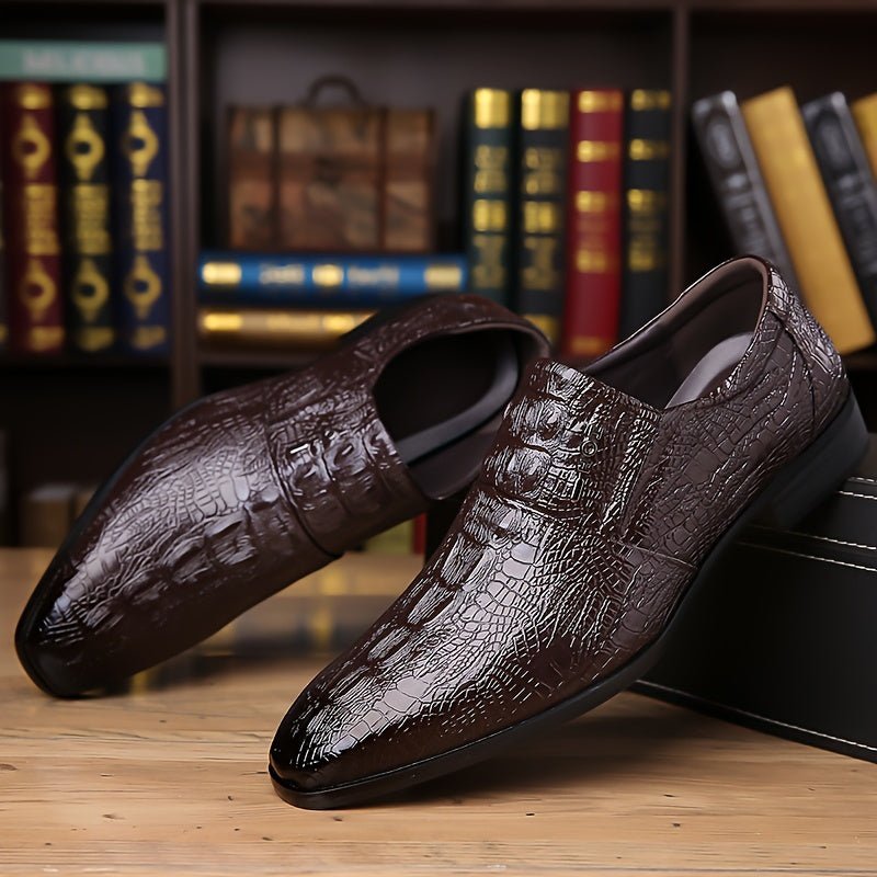 SHOWLU FASHION men's slip-on dress shoes in solid PU leather with grippy rubber sole, designed for comfort and versatility.