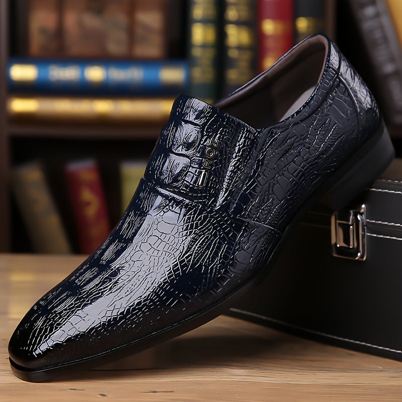 SHOWLU FASHION men's slip-on dress shoes in solid PU leather with grippy rubber soles, designed for comfort and versatility.