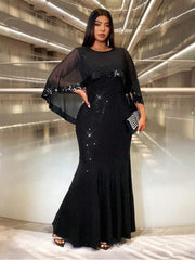 Plus size multi - color shawl shiny wedding banquet bridesmaid evening dress 4XL 5XL Big Size luxury floor banquet Prom Gown - SHOWLU FASHION STORE