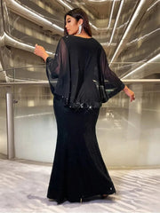 Plus size multi - color shawl shiny wedding banquet bridesmaid evening dress 4XL 5XL Big Size luxury floor banquet Prom Gown - SHOWLU FASHION STORE