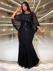 Plus size multi - color shawl shiny wedding banquet bridesmaid evening dress 4XL 5XL Big Size luxury floor banquet Prom Gown - SHOWLU FASHION STORE
