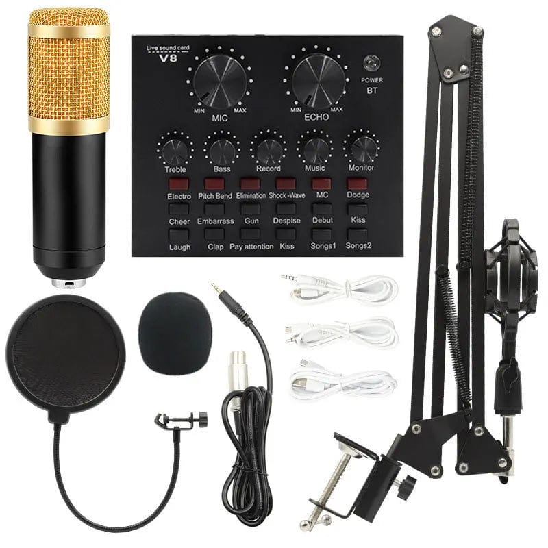 Podcast Equipment Bundle BM - 800 Recording Studio Package with Voice Changer Live Sound Card - Audio Interface for Laptop Computer - SHOWLU FASHION STORE
