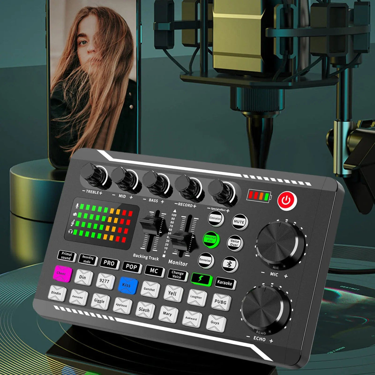 Podcast Equipment Bundle Professional Live Sound Card Audio Mixer for Streaming//Podcasting /Recording/Singing/PC/Computer - SHOWLU FASHION STORE