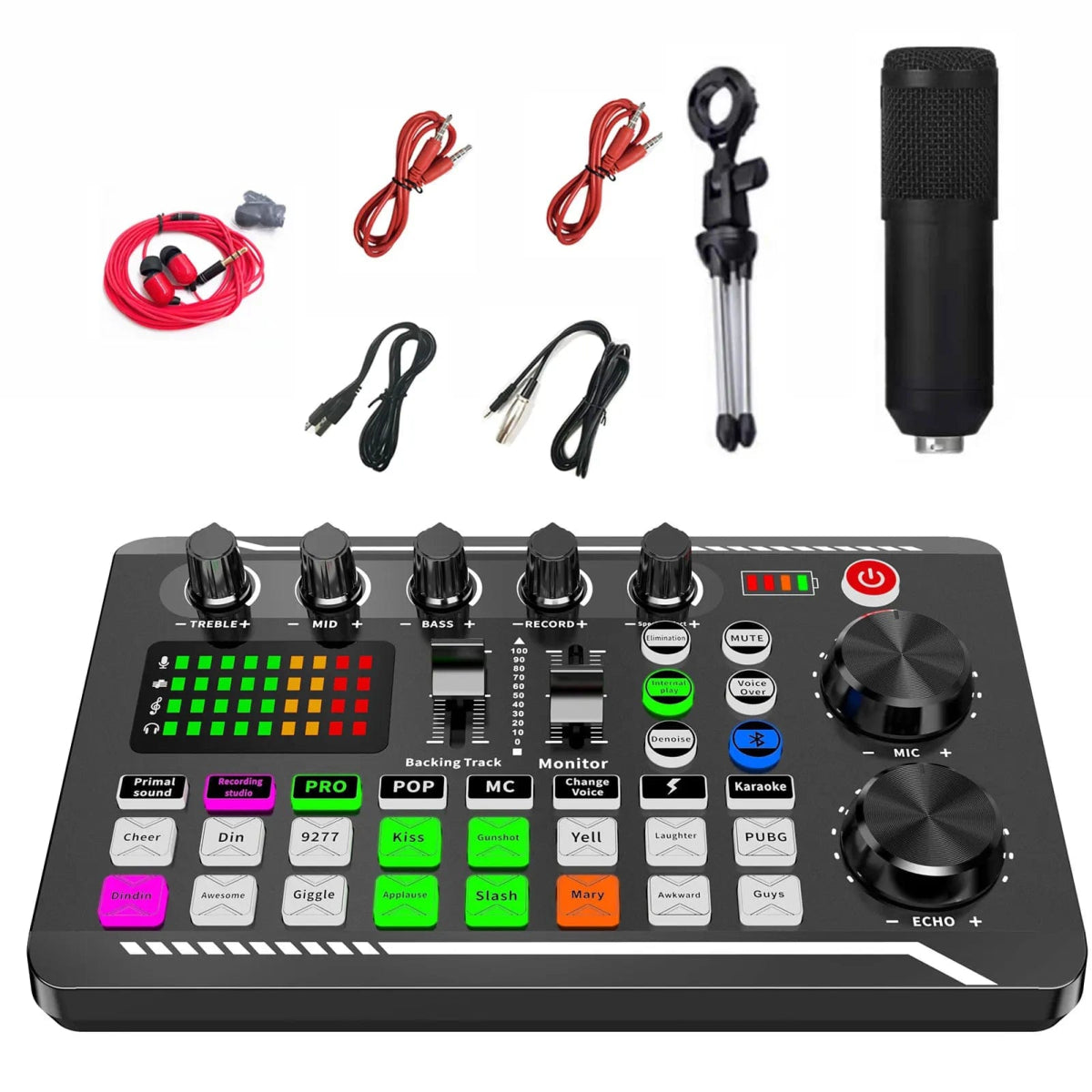 Podcast Equipment Bundle Professional Live Sound Card Audio Mixer for Streaming//Podcasting /Recording/Singing/PC/Computer - SHOWLU FASHION STORE