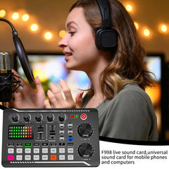 Podcast Equipment Bundle Professional Live Sound Card Audio Mixer for Streaming//Podcasting /Recording/Singing/PC/Computer - SHOWLU FASHION STORE