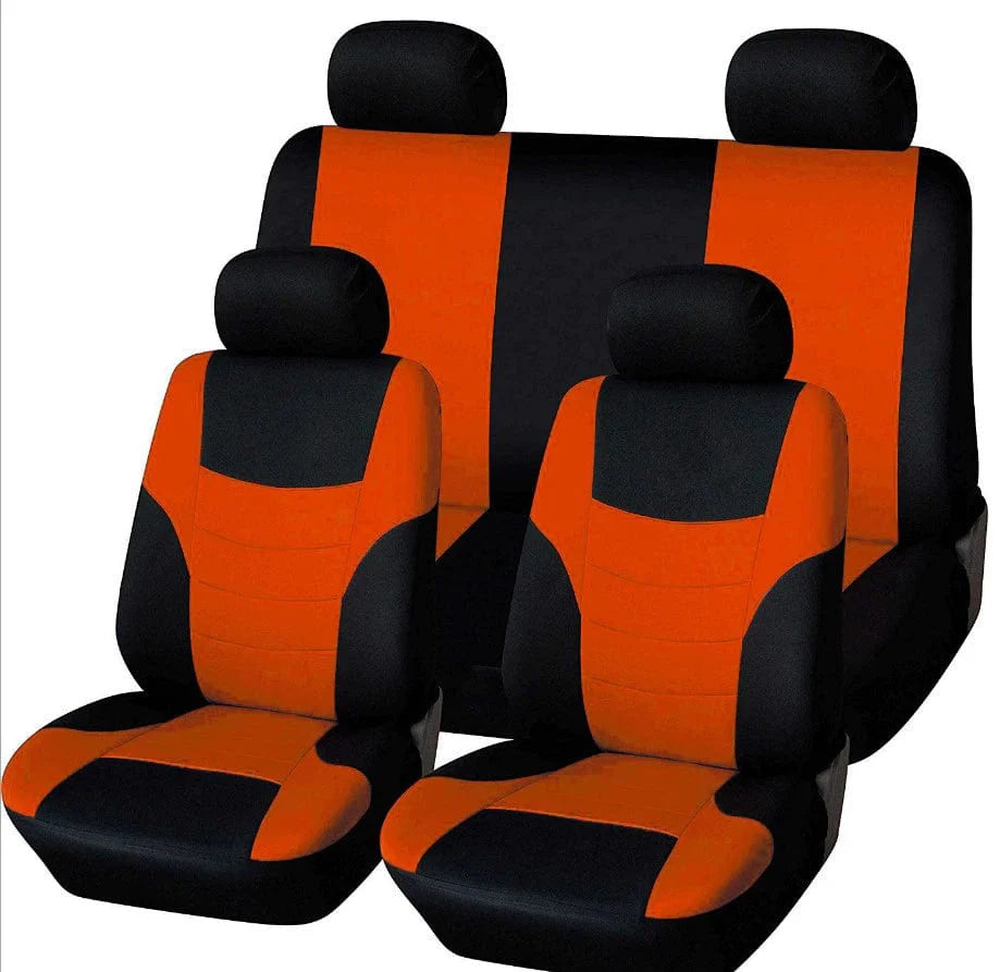 Universal Yux polyester car seat cover set with four-season design, shown as an 8-piece interior accessory for vehicle seats.