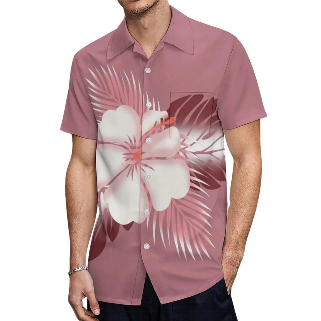 Polynesian couple suits featuring a Fijian print fishtail dress and men's pocket shirt with traditional Fijian design.
