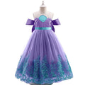 Kids mermaid princess cosplay dress by Showlu Fashion for girls aged 2-10, featuring a colorful, sparkly mermaid design for parties and costumes.