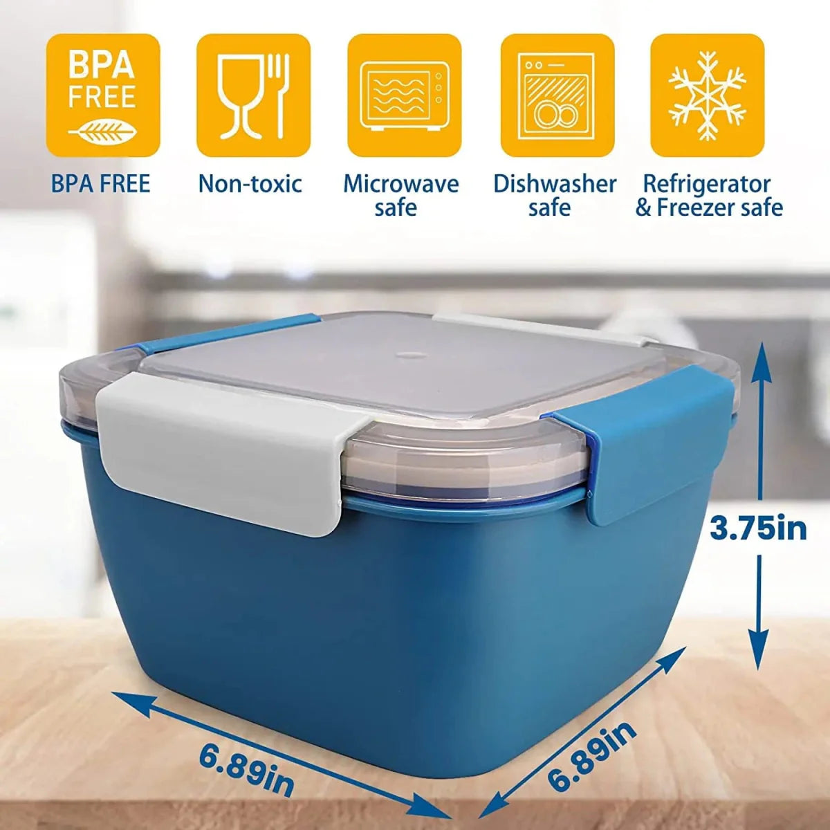Showlu 2-layer salad bowl lunch box in white, featuring a 1500ml leak-proof food container with separate compartments.