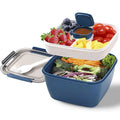 Showlu 2-layer salad bowl lunch box with 1500ml capacity, leak-proof food container for fresh salads and snacks.