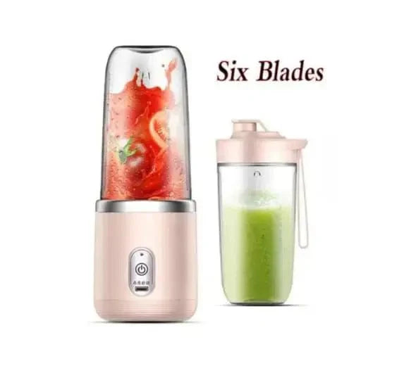 SHOWLU portable electric blender with 6 blades, 500ml capacity, used for smoothies, ice crushing, and fresh juice preparation.