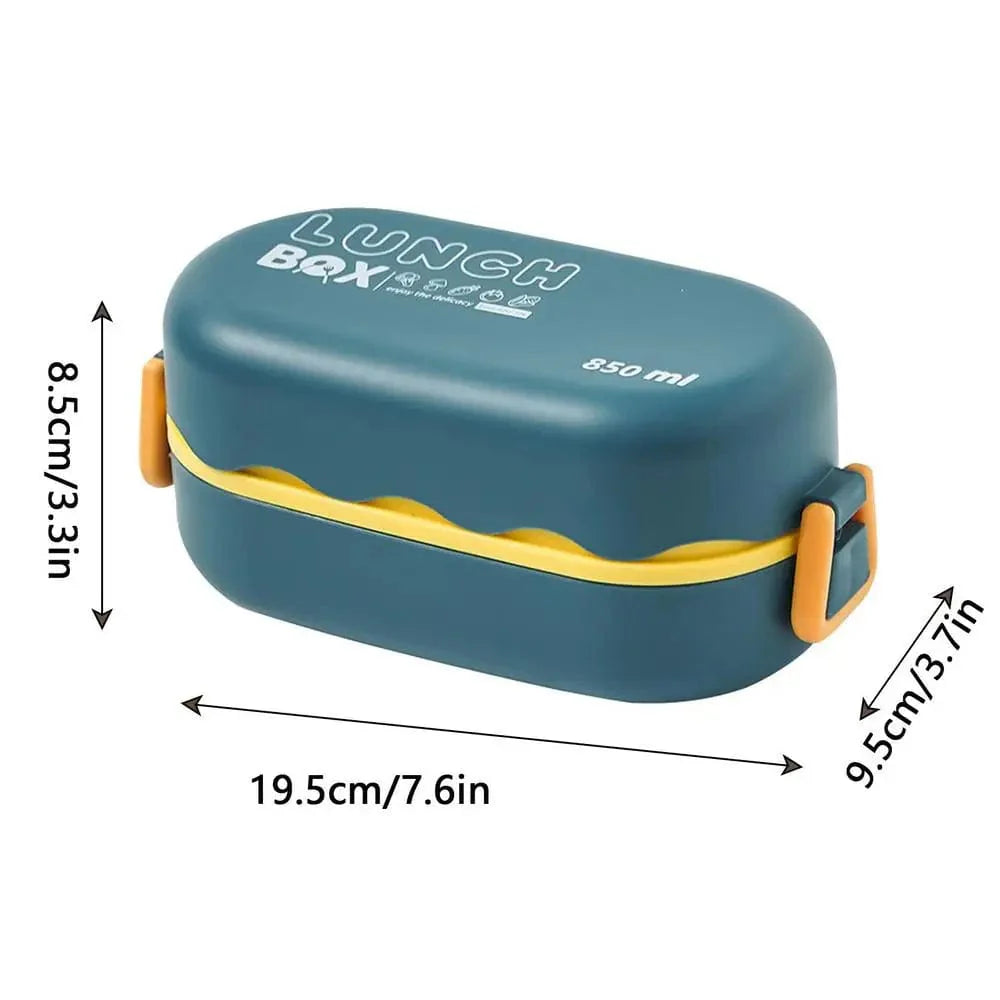 Showlu Stackable Bento Lunch Box, 850ml microwave-safe plastic food container with compartments for kids' salads and snacks.