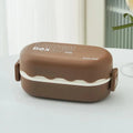 Showlu Stackable Bento Lunch Box for kids, 850ml microwave-safe plastic food container with compartments and sauce box.