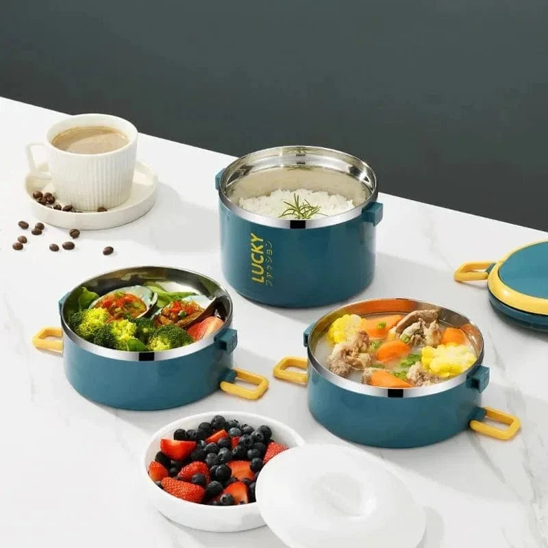 Stainless steel MOONBIFFY thermal lunch box by SHOWLU FASHION STORE, leakproof bento container with thermo insulation for kids' food.