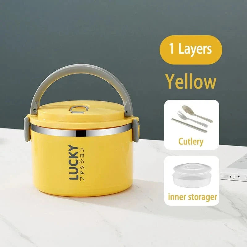 Stainless steel MOONBIFFY thermal lunch box by SHOWLU FASHION STORE with leakproof design, portable bento container for kids' meals.