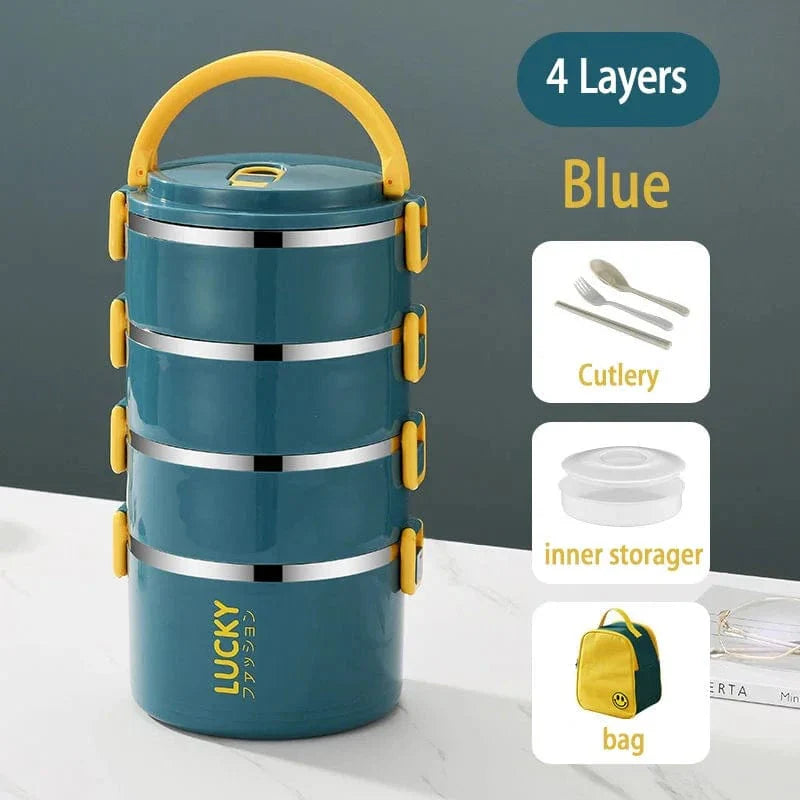 Stainless steel MOONBIFFY thermal lunch box by SHOWLU FASHION STORE, leakproof bento container with insulated design for kids' meals