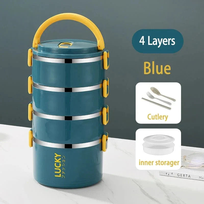 Stainless steel MOONBIFFY thermal lunch box by SHOWLU FASHION STORE with leakproof bento container and food warmer for kids.