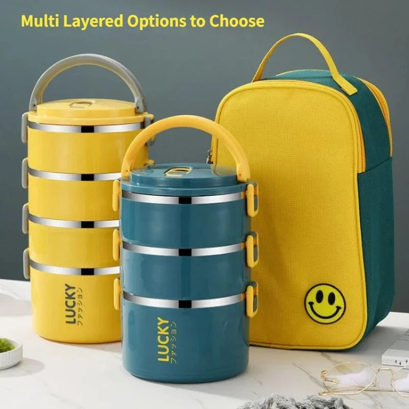 Stainless steel MOONBIFFY thermal lunch box by SHOWLU FASHION STORE, leakproof bento container with insulated design for kids' meals.