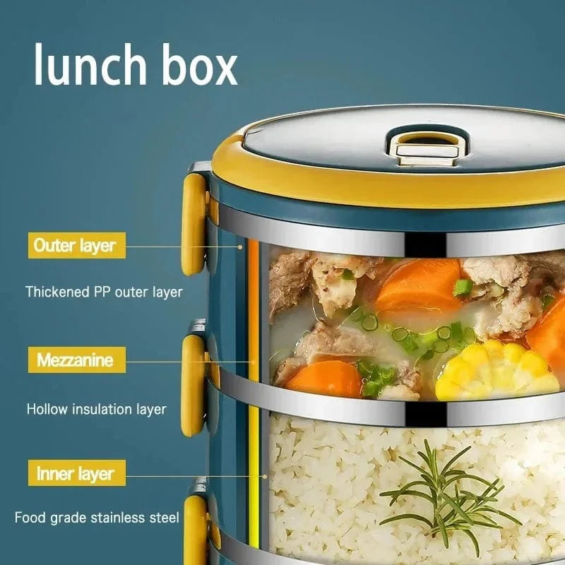 Stainless steel MOONBIFFY thermal lunch box by SHOWLU FASHION STORE, leakproof bento container with insulated design for kids.