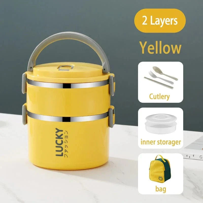 Stainless steel MOONBIFFY thermal lunch box by SHOWLU FASHION STORE, leakproof bento container with insulated design for kids' meals.