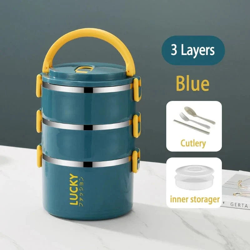Stainless steel MOONBIFFY thermal lunch box by SHOWLU FASHION STORE, leakproof bento container with insulated food warmer and bento bag.