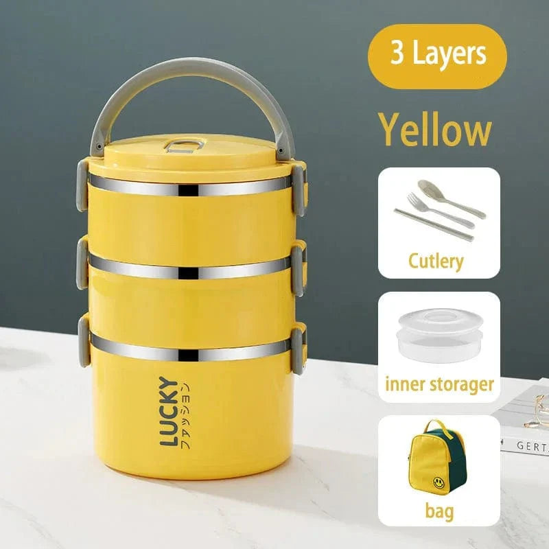 Stainless steel MOONBIFFY thermal lunch box by SHOWLU FASHION STORE, leakproof bento container with insulated design for kids' meals.