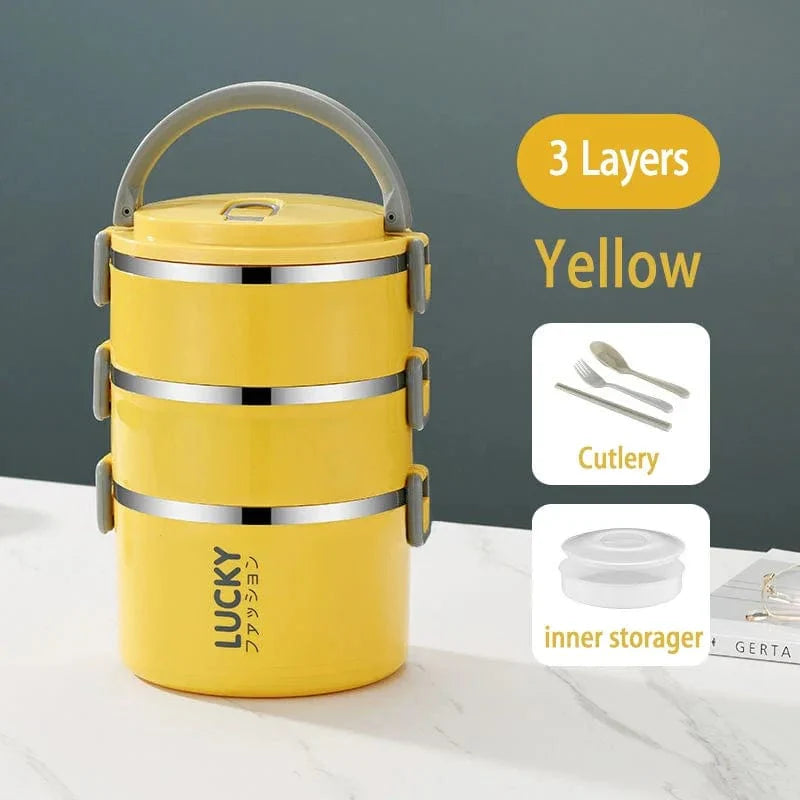 Stainless steel MOONBIFFY thermal lunch box by SHOWLU FASHION STORE, leakproof bento container with insulated design for hot or cold food.