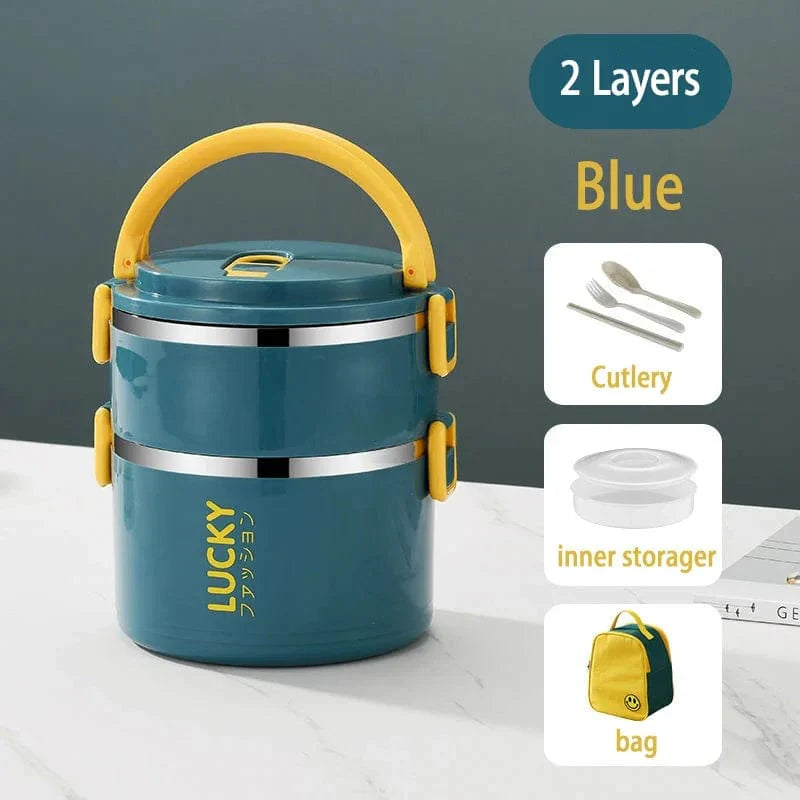 Stainless steel MOONBIFFY thermal lunch box by SHOWLU FASHION STORE, leakproof bento container with insulation for kids' food.