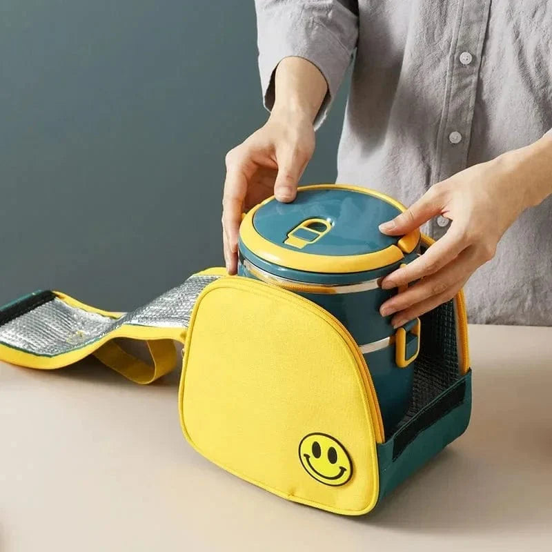 Stainless steel MOONBIFFY thermal lunch box by SHOWLU FASHION STORE, leakproof bento container with insulated design for kids' meals.
