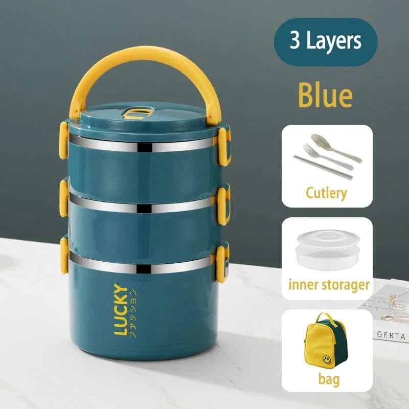 Stainless steel MOONBIFFY thermal lunch box by SHOWLU FASHION STORE, leakproof bento container with insulation for kids' meals.