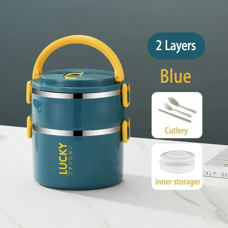 Stainless steel MOONBIFFY Thermal Lunch Box by SHOWLU FASHION STORE, leakproof bento container with insulated design for kids' food.