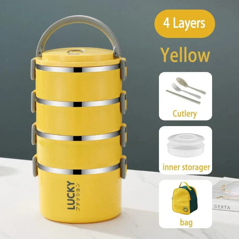 Stainless steel MOONBIFFY thermal lunch box by SHOWLU FASHION STORE, leakproof bento container with insulated design for kids' meals
