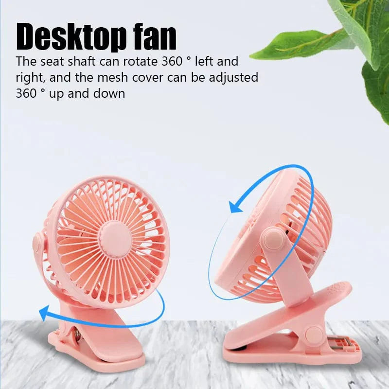 Showlu Fashion Store HAOYUNMA portable mini clip fan, USB rechargeable quiet desktop electric fan for cooling in dorms and offices.