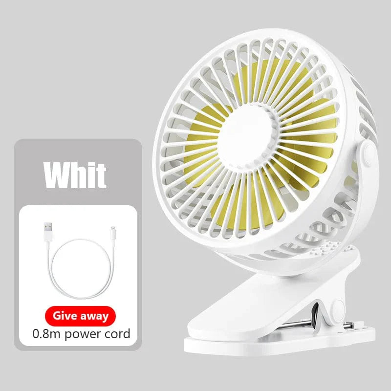 Showlu Fashion portable HAOYUNMA mini clip fan with USB recharge, quiet operation, ideal for desktops, dorms, and personal cooling.