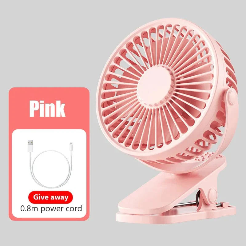 Showlu Fashion Store HAOYUNMA portable mini clip fan with USB recharge, quiet operation, ideal for desktops and small cooling needs.