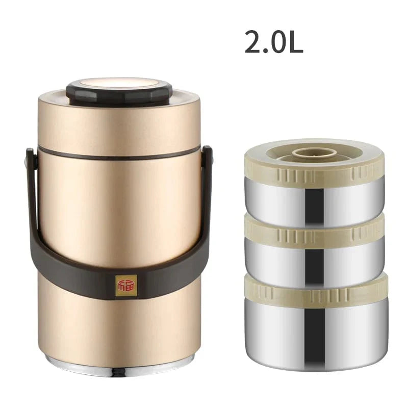 Stainless steel vacuum insulated lunch box by DEUAMO, large capacity, leak-proof food container, perfect for outdoor use.