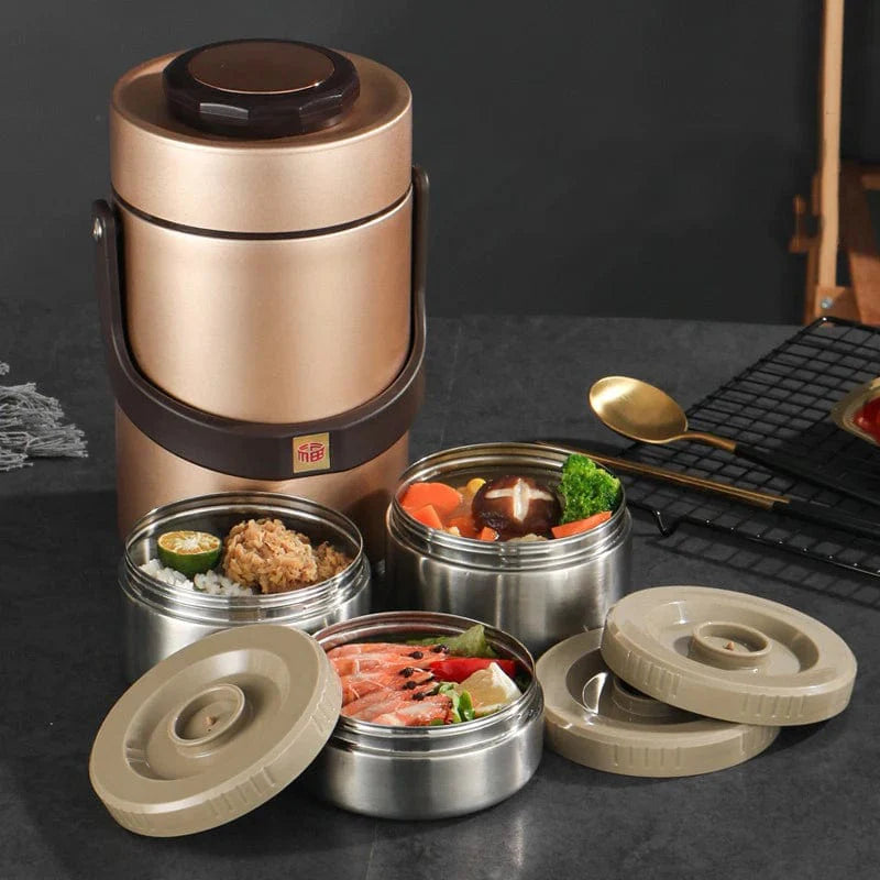 Stainless steel vacuum insulated lunch box by DEUAMO, large capacity, leak-proof food container, ideal for outdoor use