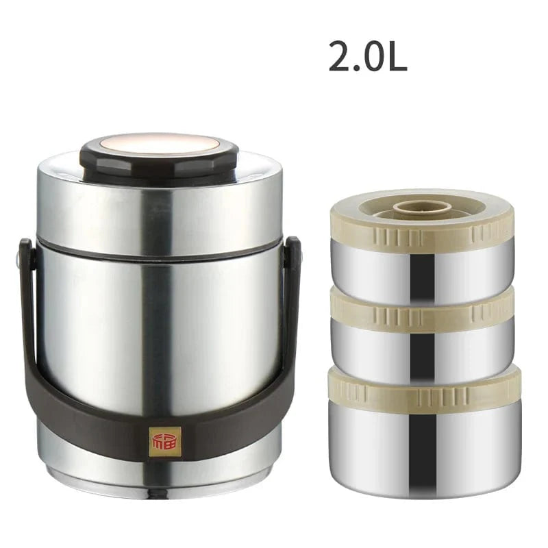 Stainless steel vacuum insulated lunch box by DEUAMO, large capacity, leak-proof food container, ideal for outdoor meals.