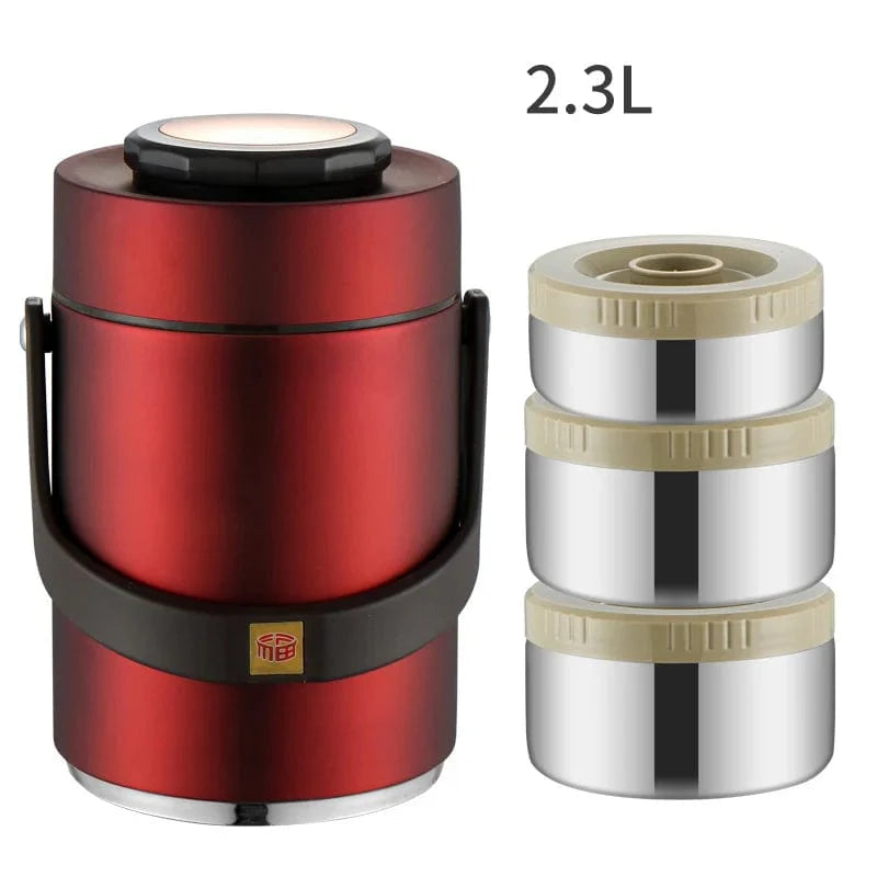 Stainless steel vacuum insulated lunch box by DEUAMO, large capacity, leak-proof food container, ideal for outdoor meals.