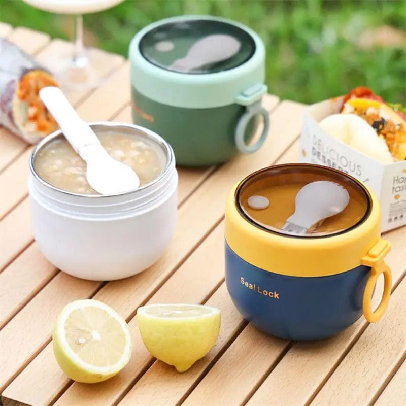 Portable Stainless Steel Soup Cup Lunch Box Food Containers Cute Shape Vacuum Flasks Thermo Cup Microwave Heating With Spoon - SHOWLU FASHION STORE