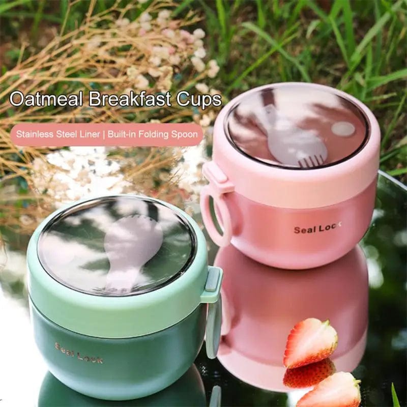 Portable Stainless Steel Soup Cup Lunch Box Food Containers Cute Shape Vacuum Flasks Thermo Cup Microwave Heating With Spoon - SHOWLU FASHION STORE