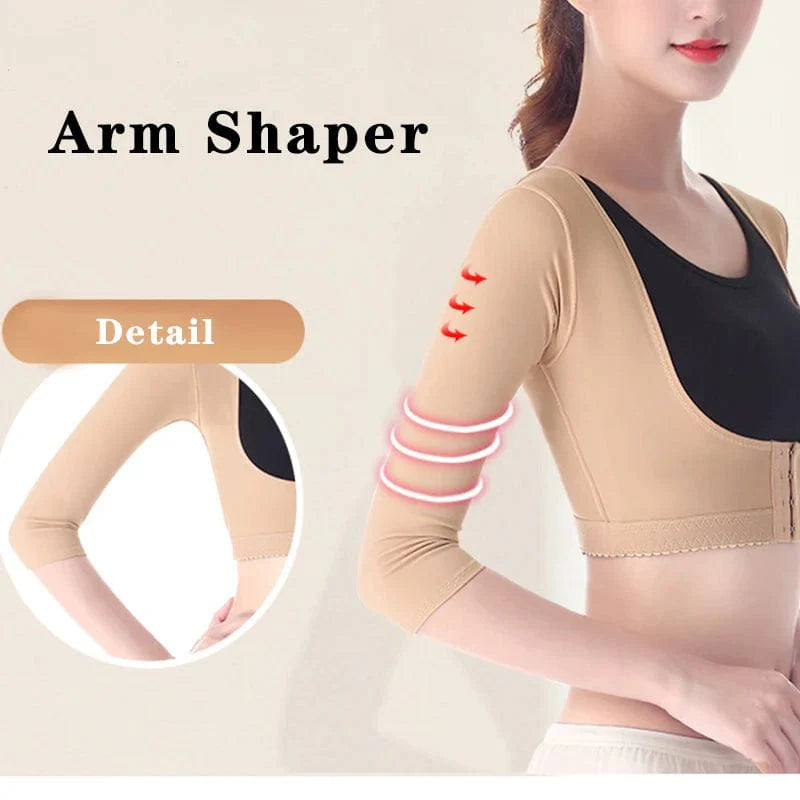 Showlu Women's Posture Corrective Shapewear with seamless arm slimming top, bust push-up body shaper for improved posture and figure.