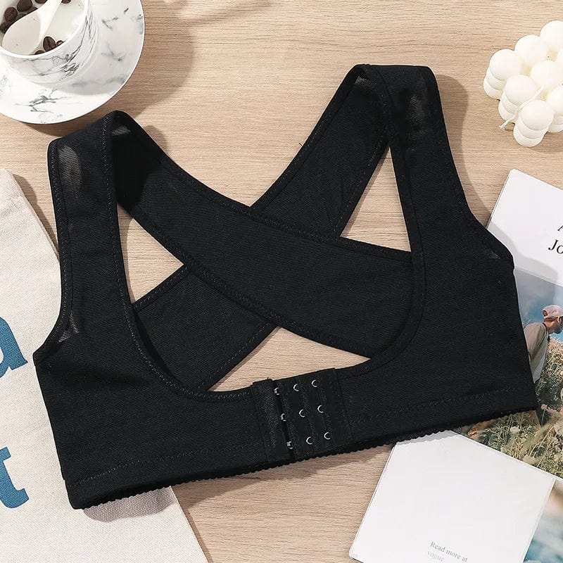 Showlu Women's X-Shaped Posture Corrector with back support strap and shoulder support for improved posture and chest lift.