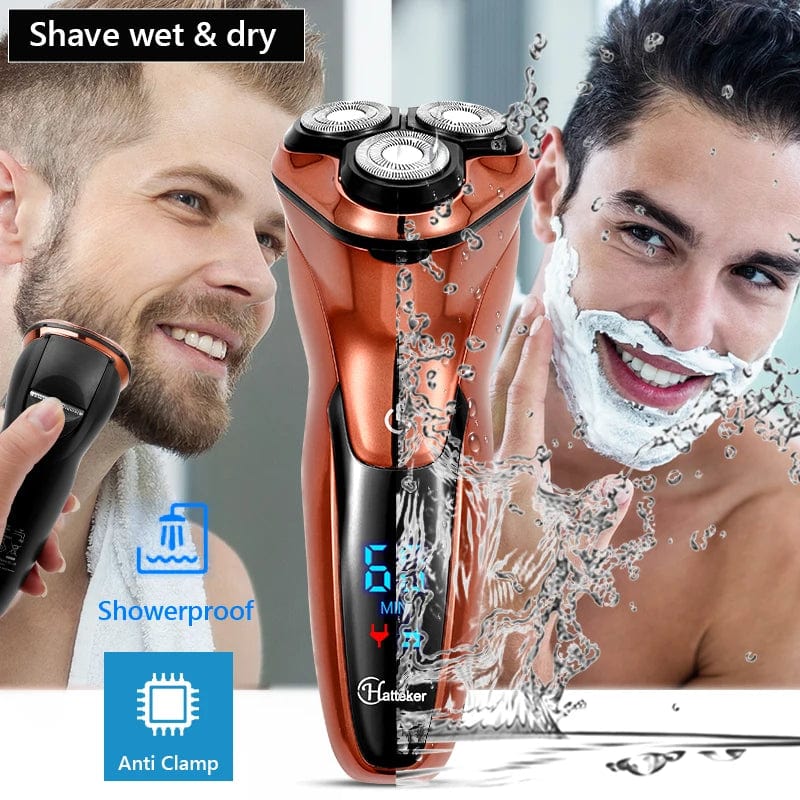 Powerful Cordless LCD Electric Shaver 3D Floating Wet Dry Beard Electric Razor Rechargeable Facial Shaving Machine For Men - SHOWLU FASHION STORE