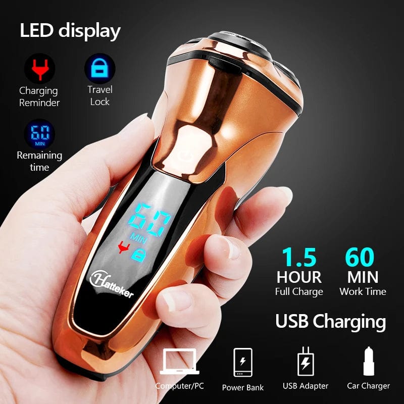 Powerful Cordless LCD Electric Shaver 3D Floating Wet Dry Beard Electric Razor Rechargeable Facial Shaving Machine For Men - SHOWLU FASHION STORE