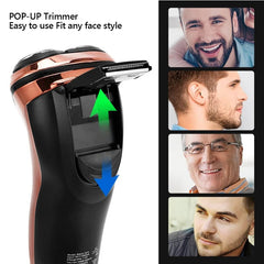 Powerful Cordless LCD Electric Shaver 3D Floating Wet Dry Beard Electric Razor Rechargeable Facial Shaving Machine For Men - SHOWLU FASHION STORE