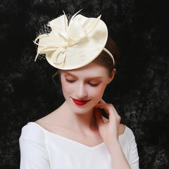 Premium Christmas Fascinators Hat Derby Wedding Feather Sinamay Fascinator Perfect Tea Party Bride Headband with Clip Female - SHOWLU FASHION STORE