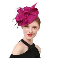 Premium Christmas Fascinators Hat Derby Wedding Feather Sinamay Fascinator Perfect Tea Party Bride Headband with Clip Female - SHOWLU FASHION STORE