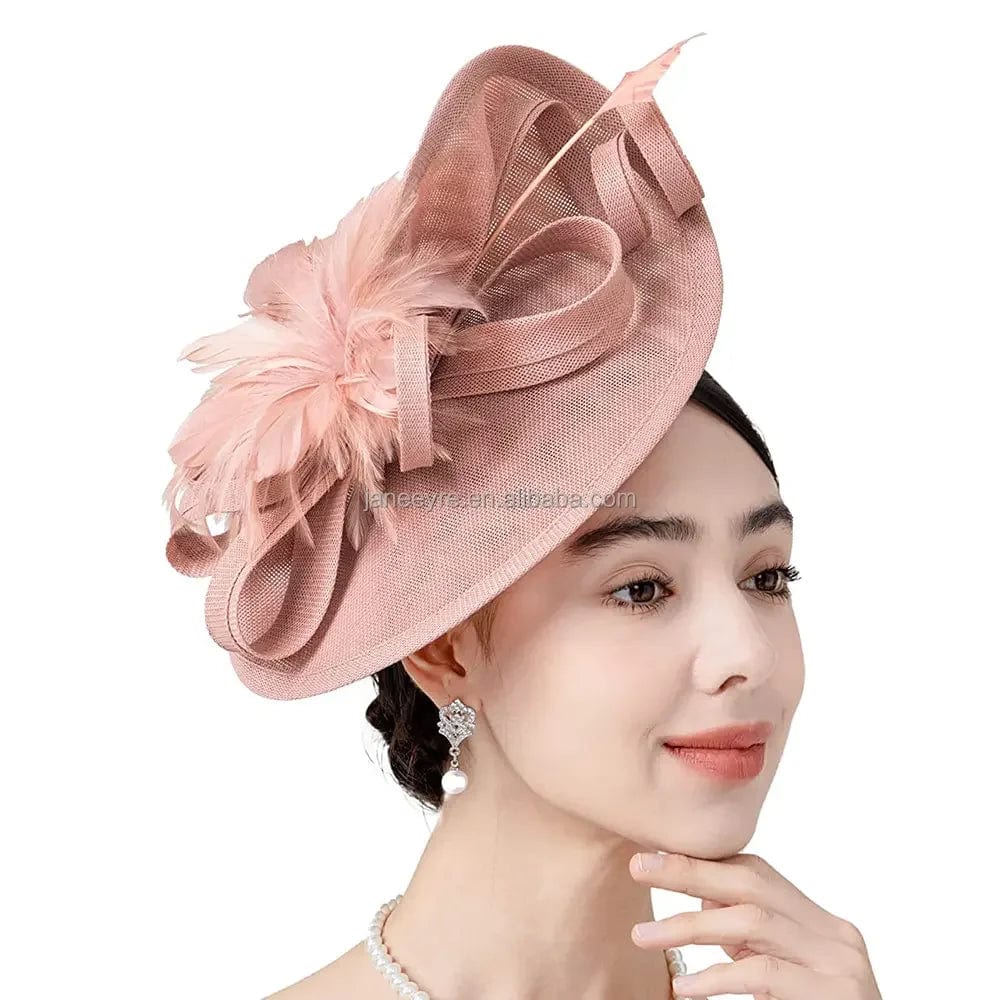 Premium Christmas Fascinators Hat Derby Wedding Feather Sinamay Fascinator Perfect Tea Party Bride Headband with Clip Female - SHOWLU FASHION STORE